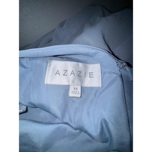 Azazie Claudine Dusty Blue V-Neck Flutter Sleeve Chiffon Bridesmaid Dress A8 - Picture 7 of 9